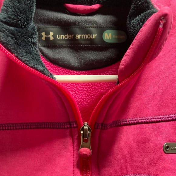 UNDER ARMOUR Hot Pink Purple Accents Zip Long Sleeve Fleece Jacket Womens Medium - Picture 9 of 16